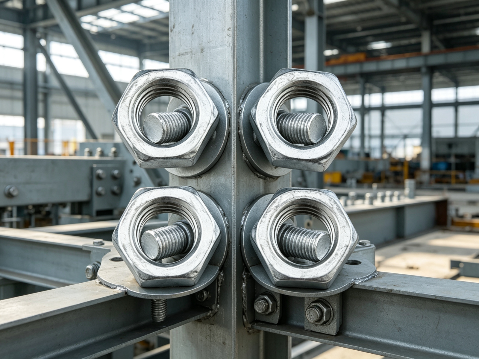 hex nuts in steel structure application